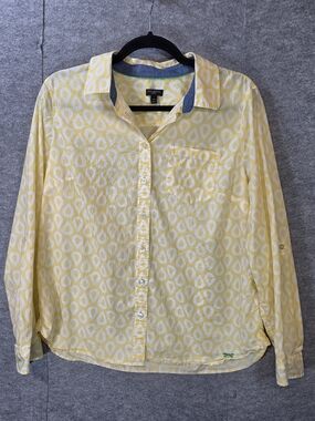 Talbots Yellow and White Printed Button-Down Shirt